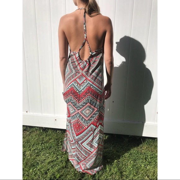 Women’s summer maxi dress geometric print - Picture 2 of 5